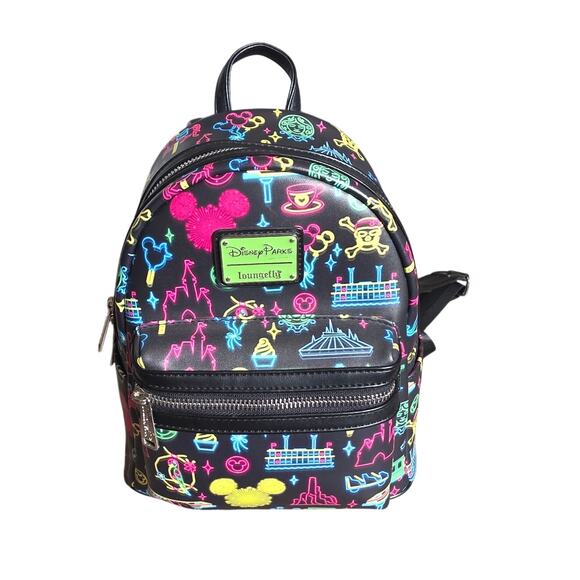 Disney Parks Loungefly Neon Glow Mini Park Attraction icon Backpack - Picture 1 of 7